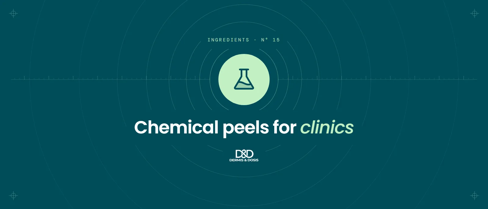 Blog cover: Chemical peels for clinics, with a flask icon inside concentric rings