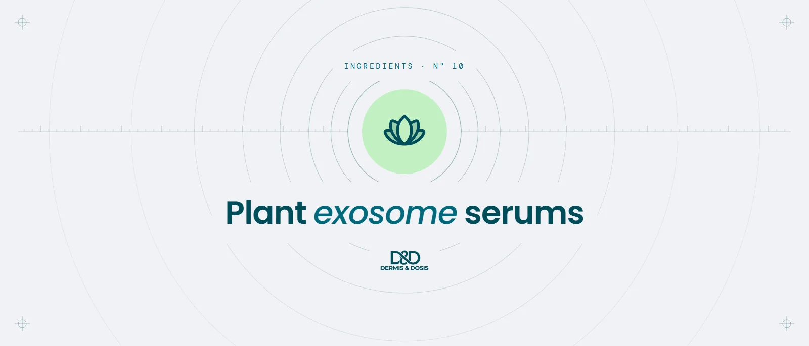Blog cover: Plant exosome serums, with a lotus icon inside concentric rings