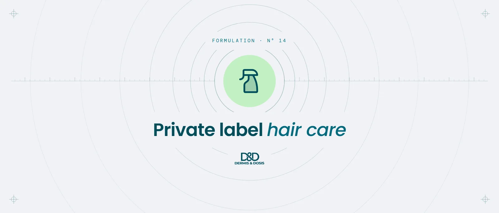 Blog cover: Private label hair care, with a spray bottle icon inside concentric rings